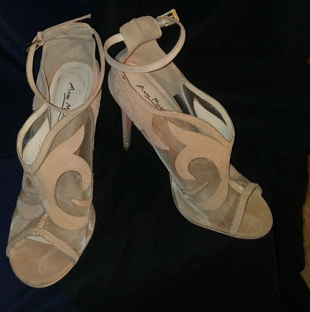 Nude open-toed sandal heels